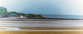 A view across the river Towy estuary at Llansteffan, Wales along the coastal railroad