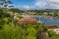 A view across the roof tops towards the inner harbour in St George in Grenada