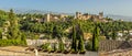 A view across the rooftops of the Albaicin, Granada, Spain towards the Alhambra Palace and the Sierra Nevada mountains Royalty Free Stock Photo