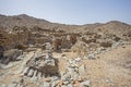 View across ruined buildings of old Roman quarry town