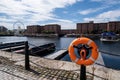 View across Salthouse Dock in the Albert Dock complex Liverpool July 2020 Royalty Free Stock Photo