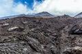 A view across solidified lava towards the summit of Mount Etna, Sicily Royalty Free Stock Photo