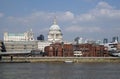 View across the Thames of the City of London School and St. Paul's Cathedral in London, UK Royalty Free Stock Photo
