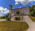 A view across the top of the Mount Ingino towards the church of Saint Ubaldo