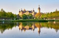 View across the water to Schwerin Castle. Mecklenburg-Vorpommern, Germany