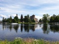 View across water towards the medieval Olavinlinna castle
