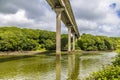 A view across Westfield Pill under the road bridge at Neyland, Pembrokeshire, South Wales Royalty Free Stock Photo