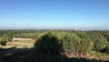 View across woodland and forest to the Bracknell Town Centre in Berkshire England. Pan from left to right.