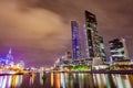 A view across the Yarra river atthe landmark of Melbourne downtown