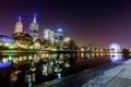 A view across the Yarra river atthe landmark of Melbourne Royalty Free Stock Photo