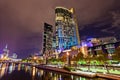 A view across the Yarra river at the landmark of Melbourne downtown Royalty Free Stock Photo