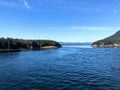 A view of active pass, a common BC Ferries route through the gulf islands, on a beautiful sunny summer day Royalty Free Stock Photo