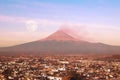 View of the active volcano Popocatepetl. Mexico. Cholula. Puebla. Royalty Free Stock Photo