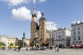 Adam Mickiewicz monument and St. Mary`s Basilica, Krakow main Square, Old Town, Krakow, Poland Royalty Free Stock Photo