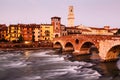 View of Adige River and Saint Peter Bridge Royalty Free Stock Photo