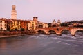 View of Adige River and Saint Peter Bridge Royalty Free Stock Photo