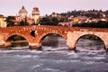 View of Adige River and Saint Peter Bridge Royalty Free Stock Photo