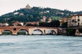 View of Adige River and Saint Peter Bridge Royalty Free Stock Photo