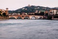 View of Adige River and Saint Peter Bridge Royalty Free Stock Photo