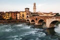 View of Adige River and Saint Peter Bridge Royalty Free Stock Photo