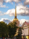 Admiralty building in Saint-Peterbsurg in bright day Royalty Free Stock Photo