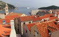 View of the Adriatic Sea over the red tiled roofs, Dubrovnik, Croatia Royalty Free Stock Photo