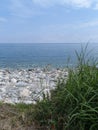 View of the Aegean sea, early June, cloudy day view 2 Royalty Free Stock Photo