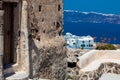View of the Aegean sea from the ruins of the Castle of Akrotiri also known as Goulas or La Ponta, a former Venetian castle on the Royalty Free Stock Photo