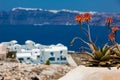 View of the Aegean sea from the ruins of the Castle of Akrotiri also known as Goulas or La Ponta, a former Venetian castle on the Royalty Free Stock Photo