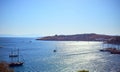 View of Aegean sea, traditional white houses marina from Bodrum Castle, Turkey Royalty Free Stock Photo