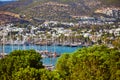 View of Aegean sea, traditional white houses marina from Bodrum Castle, Turkey Royalty Free Stock Photo