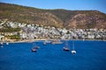 View of Aegean sea, traditional white houses marina from Bodrum Castle, Turkey Royalty Free Stock Photo