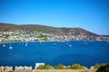 View of Aegean sea, traditional white houses marina from Bodrum Castle, Turkey Royalty Free Stock Photo