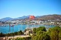 View of Aegean sea, traditional white houses marina from Bodrum Castle, Turkey Royalty Free Stock Photo