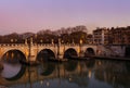 View of Aelian Bridge or Pons Aelius at sunset in Rome Royalty Free Stock Photo
