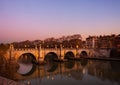 View of Aelian Bridge or Pons Aelius at sunset in Rome Royalty Free Stock Photo