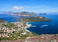 View of the Aeolian islands Lipari and Salina seen from the Vulcano island in Sicily Royalty Free Stock Photo