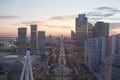 View from the aerial view on the boulevard Nurzhol in the evening. Astana