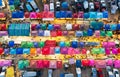 View of aeriel Market with colorful tents in night time. Night Market in Thailand