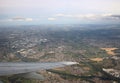 Aircraft wing over Manchester, UK