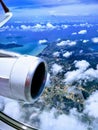 Scenic skyview from aeroplane over the island of Phuket Thailand
