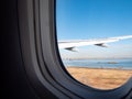 View from an aeroplane window as it prepares for take off Royalty Free Stock Photo