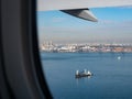 View from an aeroplane window as it prepares for take off Royalty Free Stock Photo