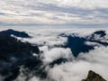 View of beautiful mountain landscape above the clouds of Madeira Island - Green mountain landscape with view above the