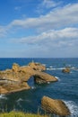 Rocher de la Vierge, in Biarritz, from afar