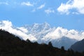 Snowy Kusum Kanguru mountain peaks in Himalayas Royalty Free Stock Photo