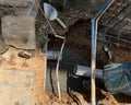 View of a affixed underground drainage pipe -Image Royalty Free Stock Photo