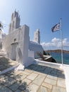 View of the Agia Irini, Saint Irene, Greek Orthodox church, Chora, Ios Island, Greece Royalty Free Stock Photo