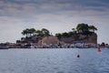 View from Agios Sostis and Cameo island. A beautiful small island with wooden bridge and turquoise water. Zakynthos Greece.