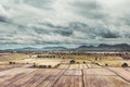 Agriculture field summer day and cloud rainy. Royalty Free Stock Photo